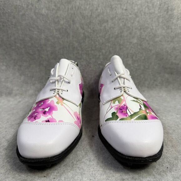 Footjoy Golf Shoe Women Size 6 White Floral Tailored Collection Soft Spike Cleat - Picture 2 of 9